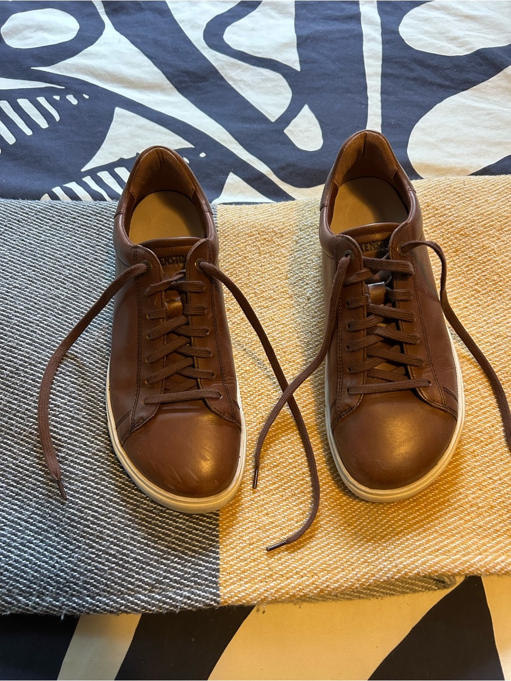 Birkenstock Women’s “Cognac”Brown Leather Low-Top Sneakers